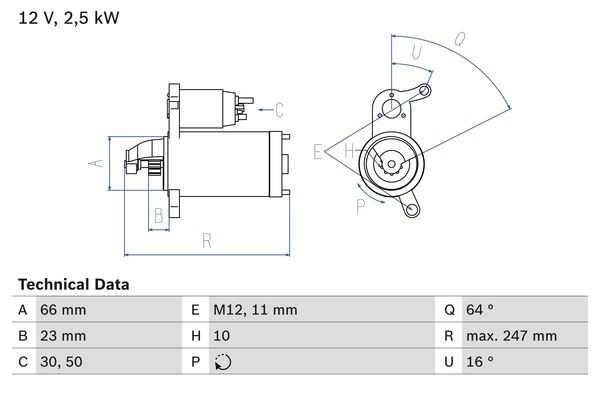 Startmotor 12V Bosch 0 986 024 040 BOSCH