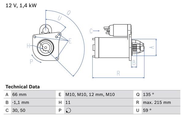 Startmotor 12V Bosch 0 986 024 130 BOSCH