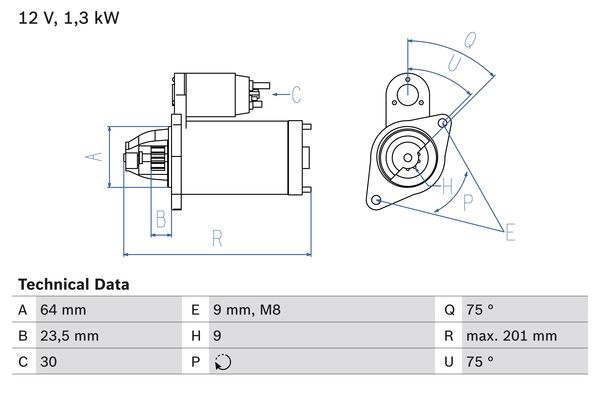 Startmotor 12V Bosch 0 986 024 200 BOSCH