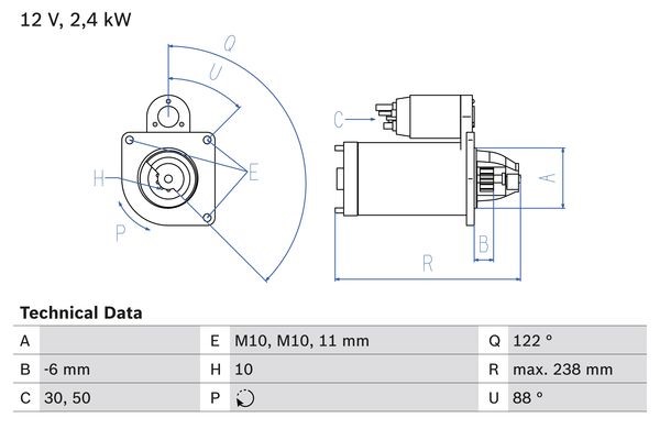 Startmotor 12V Bosch 0 986 024 220 BOSCH