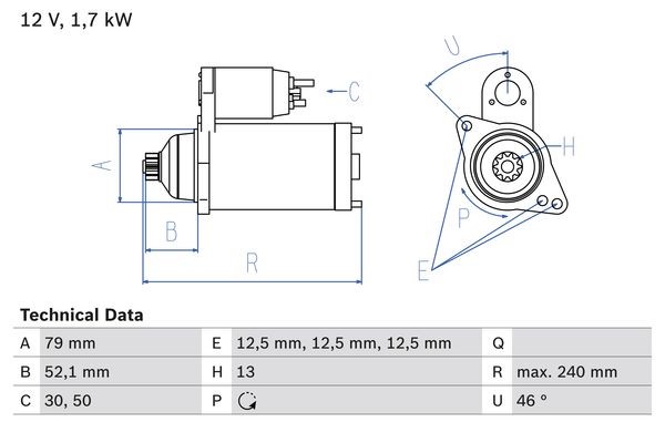 Startmotor 12V Bosch 0 986 025 220 BOSCH