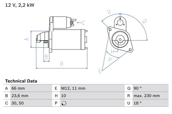 Startmotor 12V Bosch 0 986 025 400 BOSCH