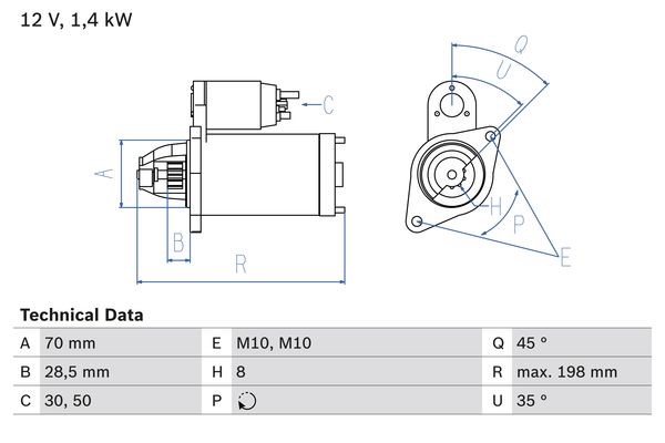 Startmotor 12V Bosch 0 986 026 020 BOSCH