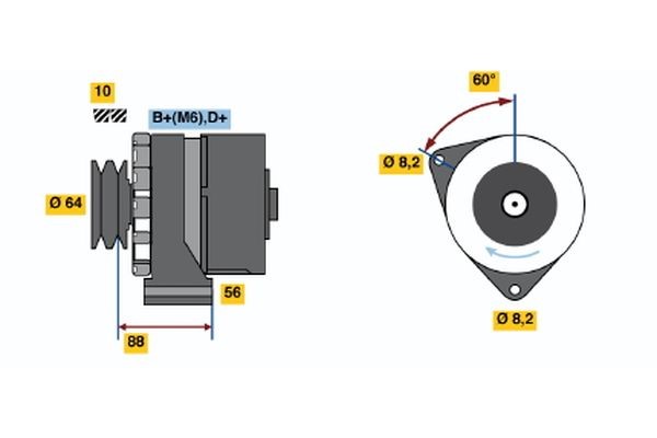 Generator 14V 55A Bosch 0 986 032 930 BOSCH