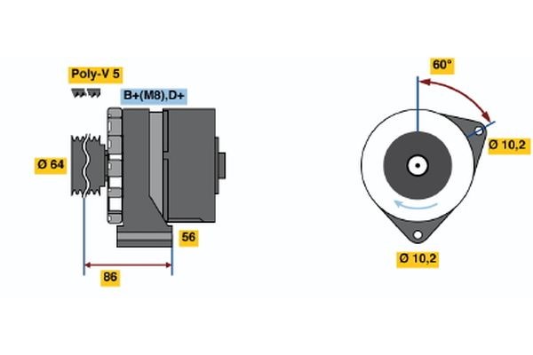 Generator 14V 80A Bosch 0 986 033 910 BOSCH