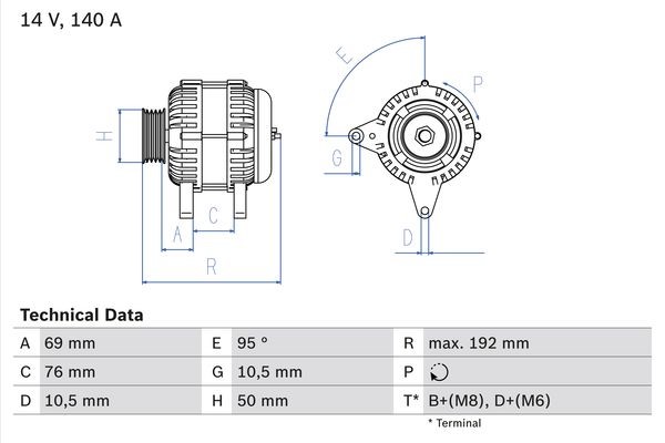 Generator 14V 140A Bosch 0 986 039 000 BOSCH