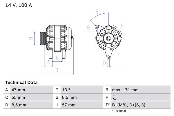 Generator 14V 100A Bosch 0 986 040 370 BOSCH