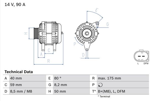 Generator 14V 90A Bosch 0 986 041 310 BOSCH