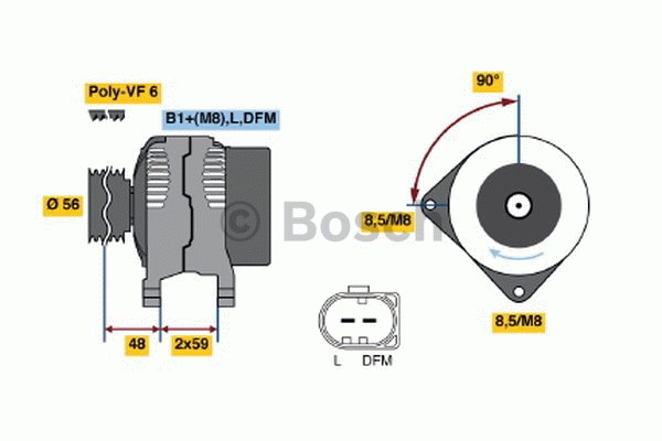 Generator 14V 90A Bosch 0 986 041 490 BOSCH