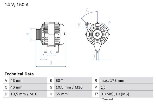 Generator 14V 150A Bosch 0 986 041 930 BOSCH