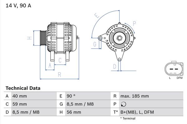 Generator 14V 90A Bosch 0 986 042 700 BOSCH