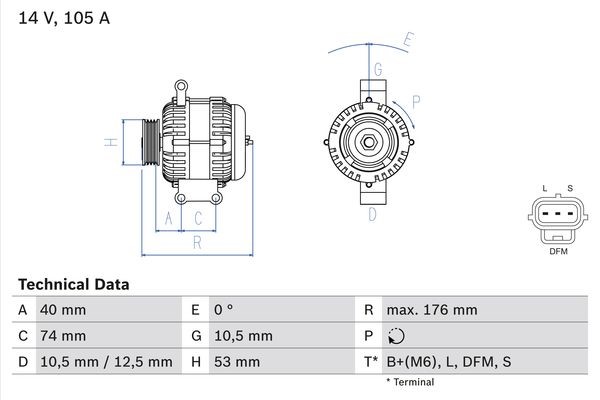 Generator 14V 105A Bosch 0 986 042 790 BOSCH