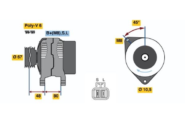 Generator 14V 80A Bosch 0 986 045 641 BOSCH