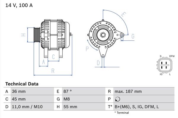 Generator 14V 100A Bosch 0 986 046 120 BOSCH