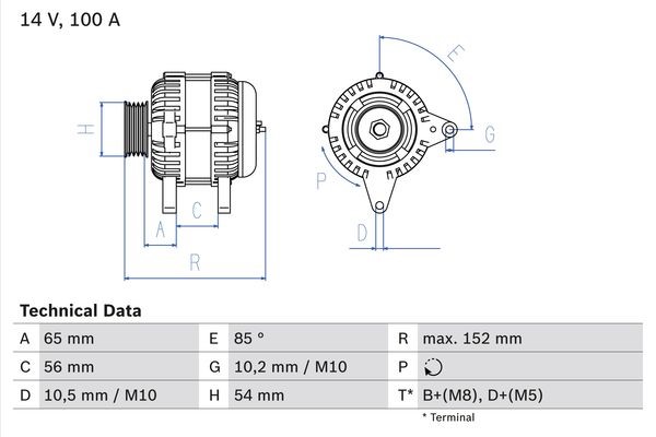 Generator 14V 100A Bosch 0 986 047 270 BOSCH