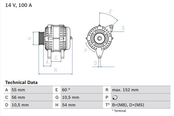 Generator 14V 100A Bosch 0 986 047 280 BOSCH