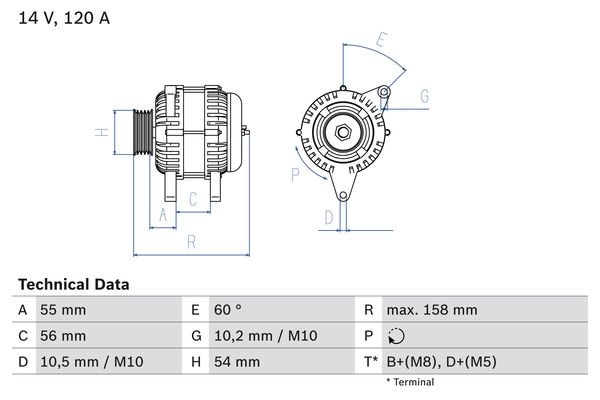 Generator 14V 120A Bosch 0 986 047 330 BOSCH