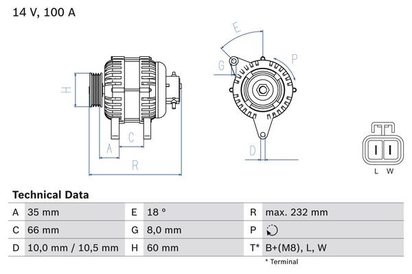 Generator 14V 100A Bosch 0 986 048 340 BOSCH