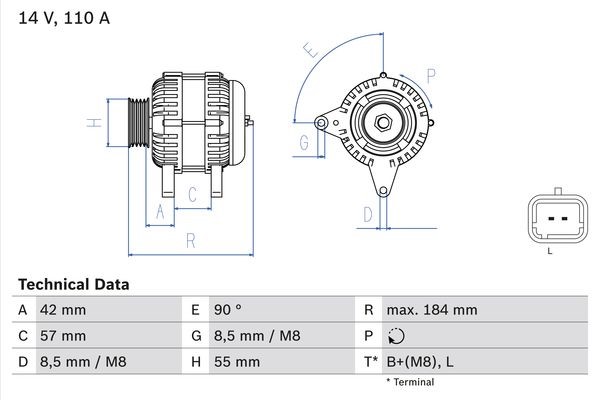 Generator 14V 110A Bosch 0 986 048 611 BOSCH