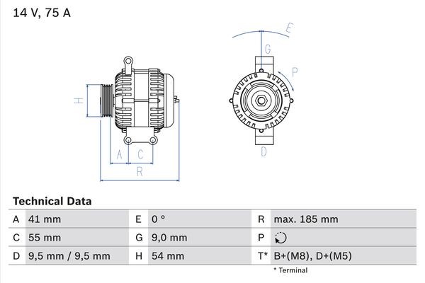 Generator 14V 75A Bosch 0 986 048 781 BOSCH