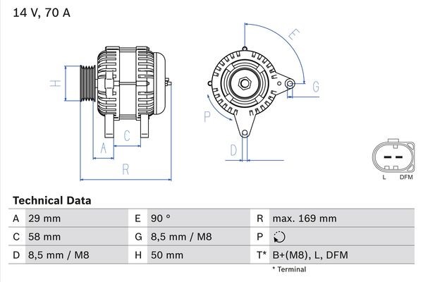 Generator 14V 70A Bosch 0 986 048 891 BOSCH