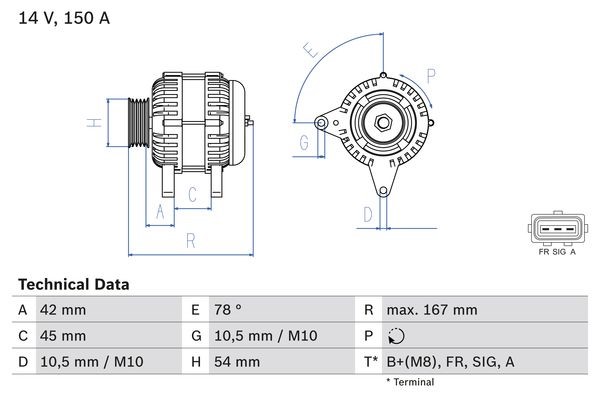 Generator 14V 150A Bosch 0 986 049 071 BOSCH