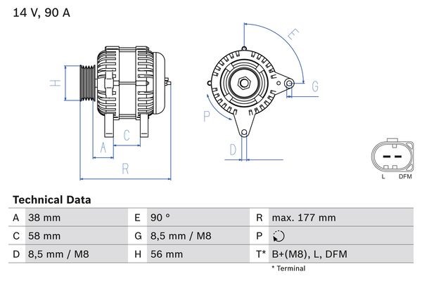 Generator 14V 90A Bosch 0 986 049 101 BOSCH