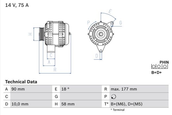 Generator 14V 75A Bosch 0 986 049 111 BOSCH