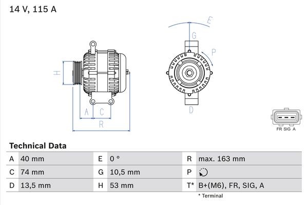 Generator 14V 115A Bosch 0 986 049 520 BOSCH