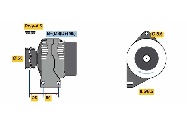 Generator 14V 85A Bosch 0 986 049 540 BOSCH