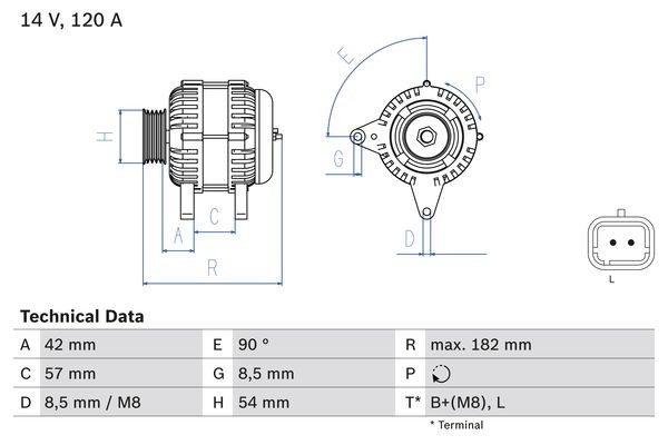 Generator 14V 120A Bosch 0 986 049 810 BOSCH
