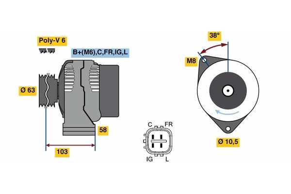 Generator 14V 70A Bosch 0 986 080 240 BOSCH Generator 14V 70A Bosch 0 986 080 240 BOSCH