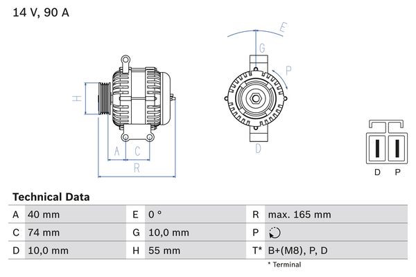 Generator 14V 90A Bosch 0 986 080 320 BOSCH