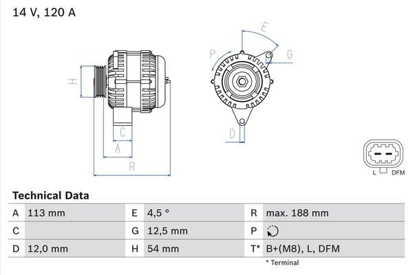 Generator 14V 120A Bosch 0 986 080 370 BOSCH