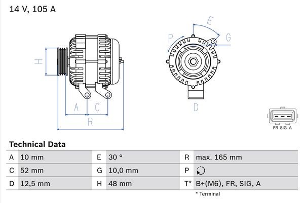 Generator 14V 105A Bosch 0 986 080 440 BOSCH