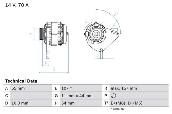 Generator 14V 70A Bosch 0 986 080 490 BOSCH