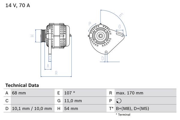 Generator 14V 70A Bosch 0 986 080 560 BOSCH