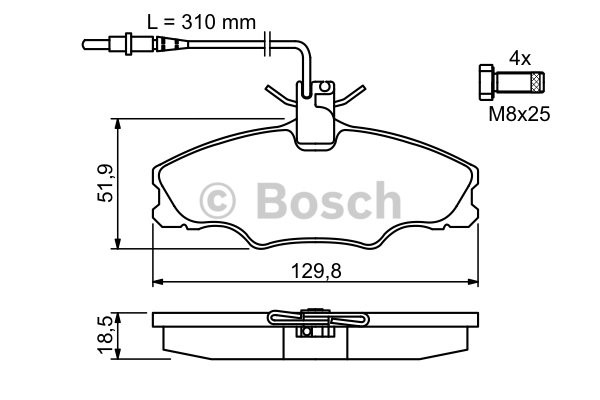 Bromsbeläggsats, Framaxel Bosch 0 986 424 227 BOSCH
