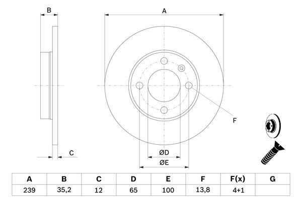 Bromsskiva Solid, Framaxel Bosch 0 986 478 011 BOSCH