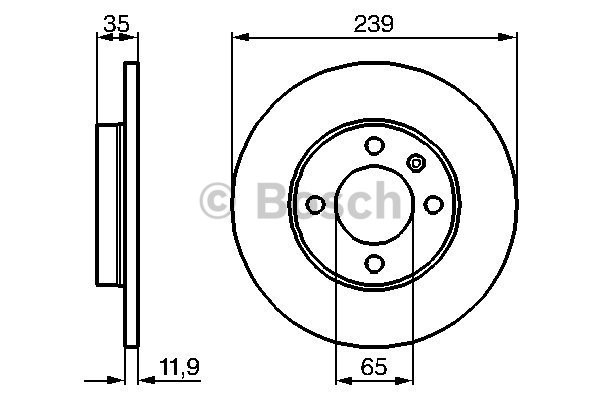 Bromsskiva Solid, Framaxel Bosch 0 986 478 011 BOSCH