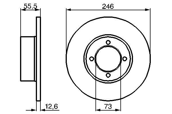Bromsskiva Solid, Framaxel, Fram Bosch 0 986 478 082 BOSCH