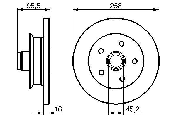 Bromsskiva Solid, Framaxel Bosch 0 986 478 224 BOSCH