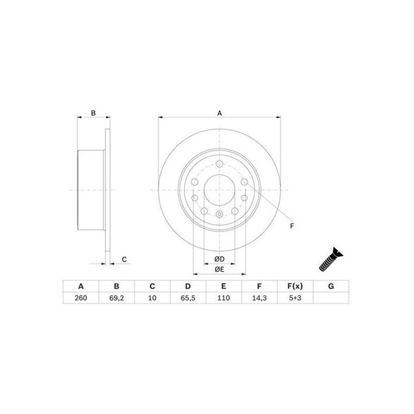 Bromsskiva Solid, Bakaxel Bosch 0 986 478 430 BOSCH