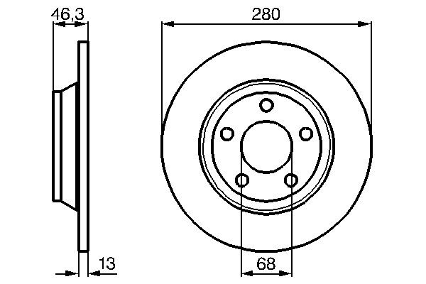 Bromsskiva Solid, Framaxel Bosch 0 986 478 615 BOSCH