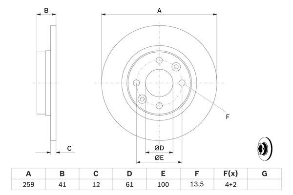 Bromsskiva Solid, Framaxel Bosch 0 986 479 164 BOSCH