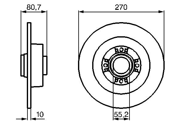 Bromsskiva Solid, Bakaxel Bosch 0 986 479 196 BOSCH