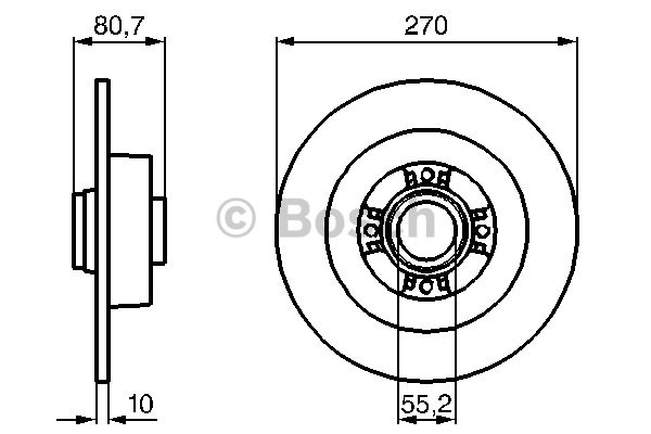 Bromsskiva Solid, Bakaxel Bosch 0 986 479 196 BOSCH