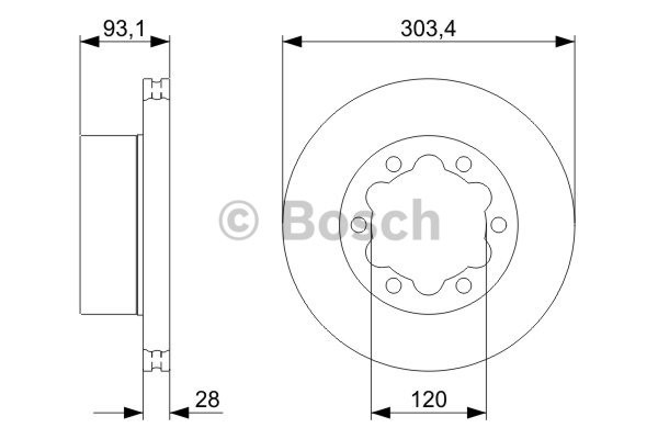Bromsskiva Ventilerad, Bakaxel Bosch 0 986 479 296 BOSCH