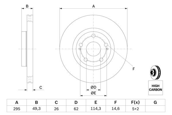 Bromsskiva Ventilerad, Framaxel Bosch 0 986 479 454 BOSCH Bromsskiva Ventilerad, Framaxel Bosch 0 986 479 454 BOSCH