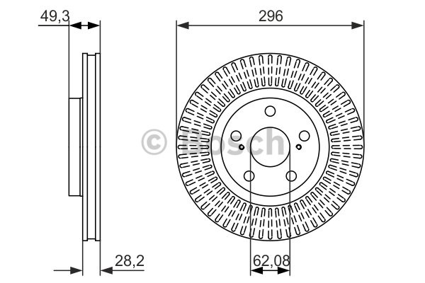 Bromsskiva Ventilerad, Framaxel BOSCH BOSCH Bromsskiva Ventilerad, Framaxel BOSCH BOSCH